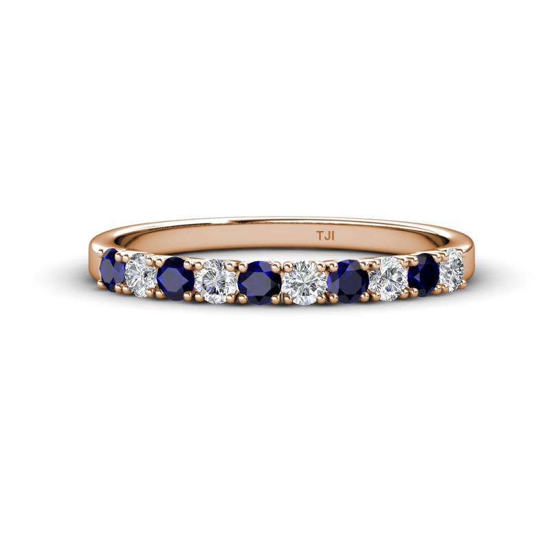 Emlynn 2.70 mm Blue Sapphire and Lab Grown Diamond 10 Stone Wedding Band 