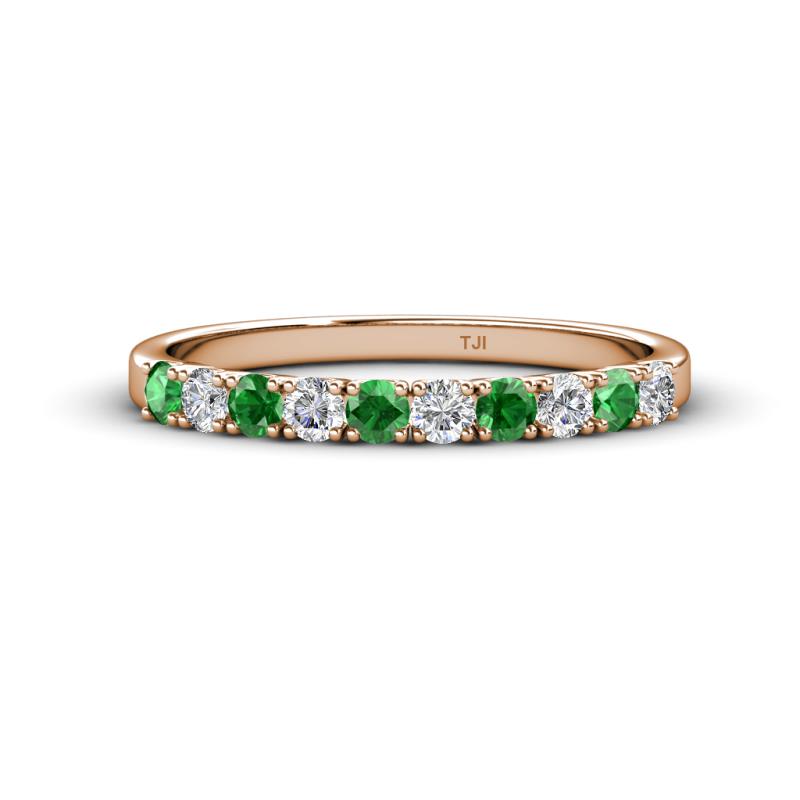 Emlynn 2.70 mm Green Garnet and Lab Grown Diamond 10 Stone Wedding Band 