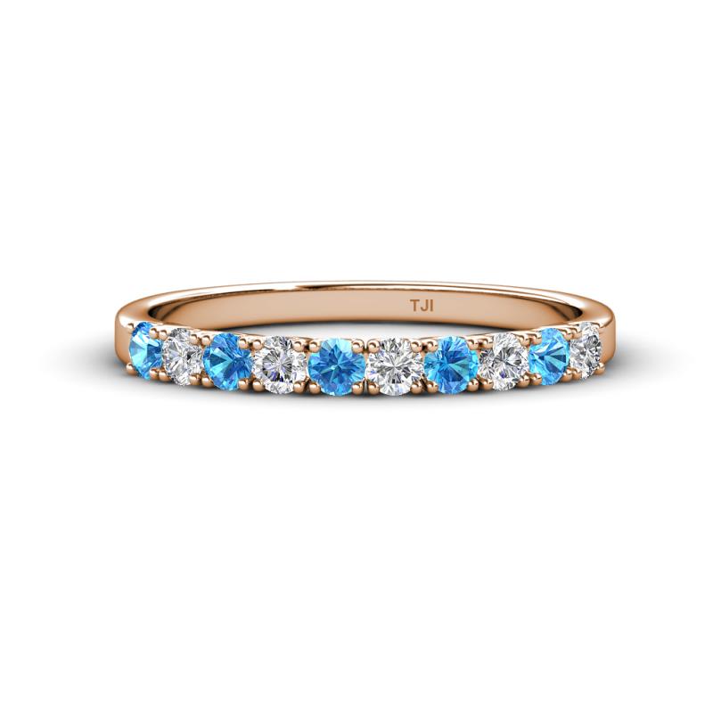 Emlynn 2.70 mm Blue Topaz and Lab Grown Diamond 10 Stone Wedding Band 