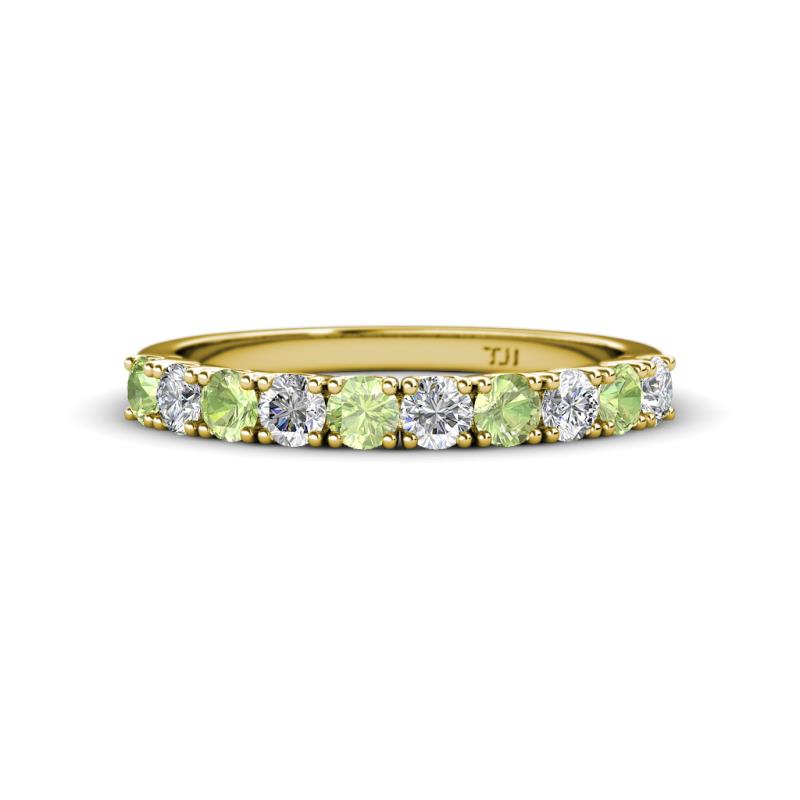 Emlynn 3.00 mm Peridot and Lab Grown Diamond 10 Stone Wedding Band 