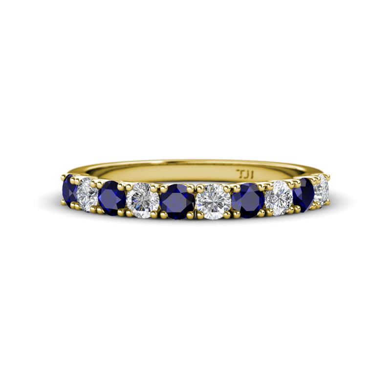 Emlynn 3.00 mm Blue Sapphire and Lab Grown Diamond 10 Stone Wedding Band 