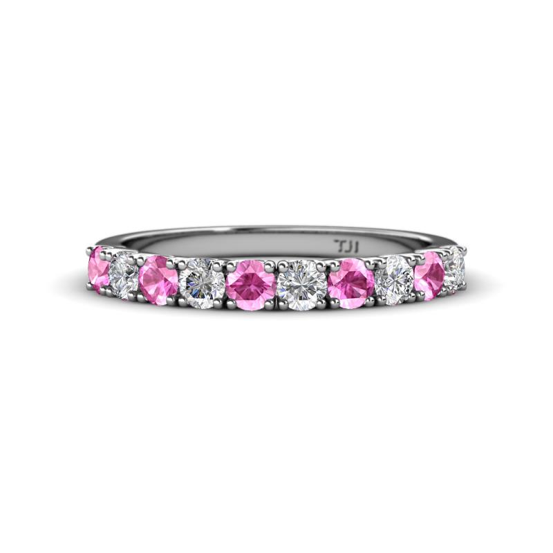 Emlynn 3.00 mm Pink Sapphire and Lab Grown Diamond 10 Stone Wedding Band 