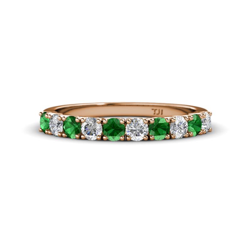 Emlynn 3.00 mm Green Garnet and Lab Grown Diamond 10 Stone Wedding Band 