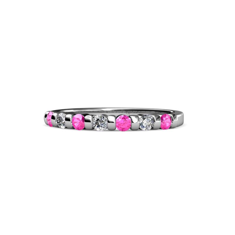 Macie 2.00 mm Pink Sapphire and Lab Grown Diamond 7 Stone Wedding Band 