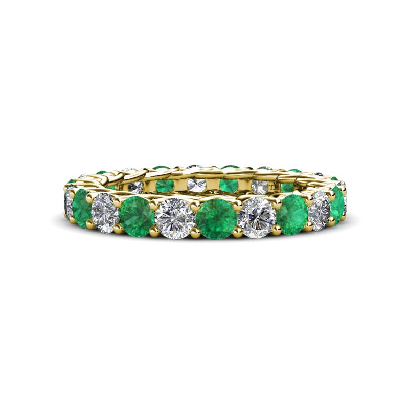 Lucida 3.40 mm Emerald and Lab Grown Diamond Eternity Band 