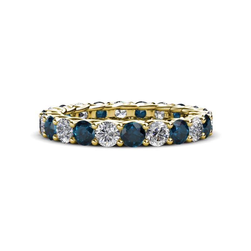 Lucida 3.40 mm London Blue Topaz and Lab Grown Diamond Eternity Band 