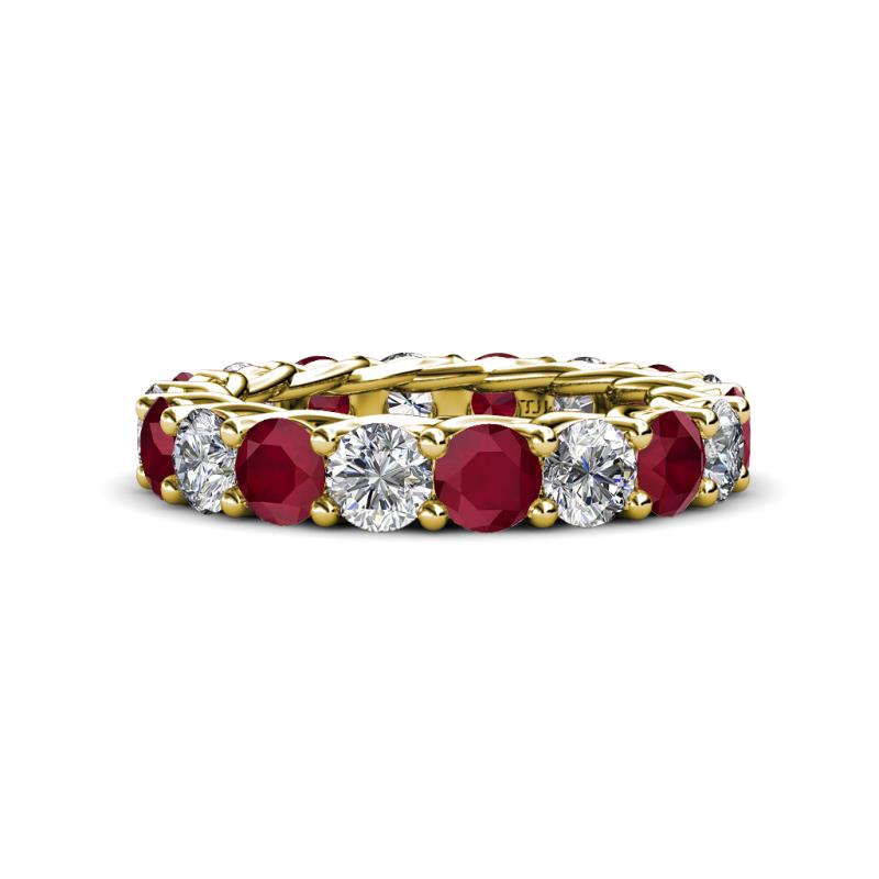 Lucida 4.00 mm Ruby and Lab Grown Diamond Eternity Band 