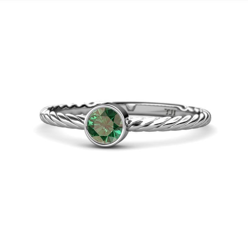 Marian Bold Round Lab Created Alexandrite Solitaire Rope Promise Ring 