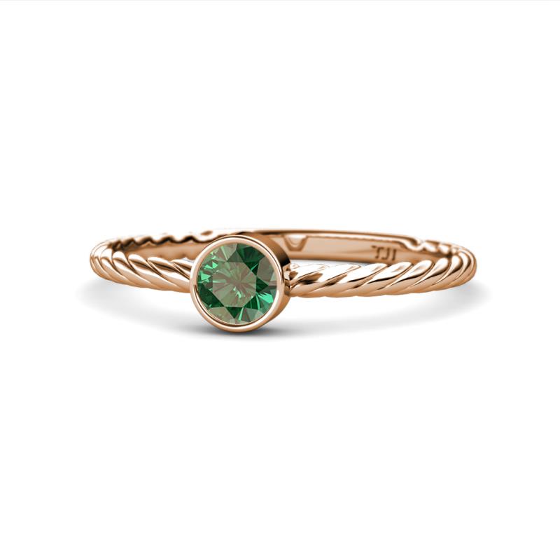Marian Bold Round Lab Created Alexandrite Solitaire Rope Promise Ring 