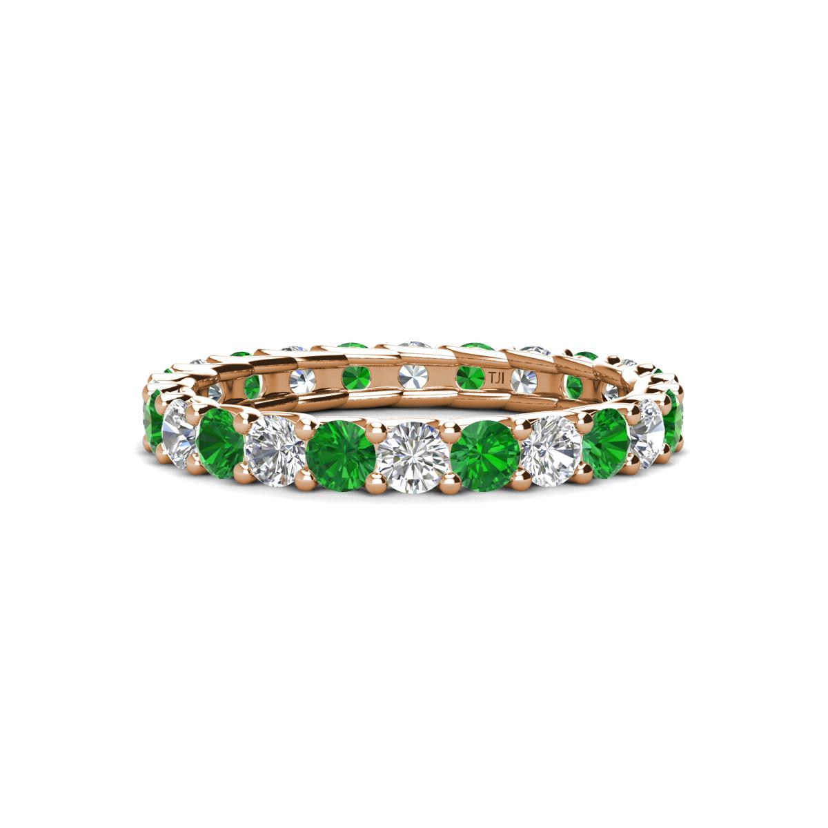 Laida 3.00 mm Green Garnet and Lab Grown Diamond Eternity Band 