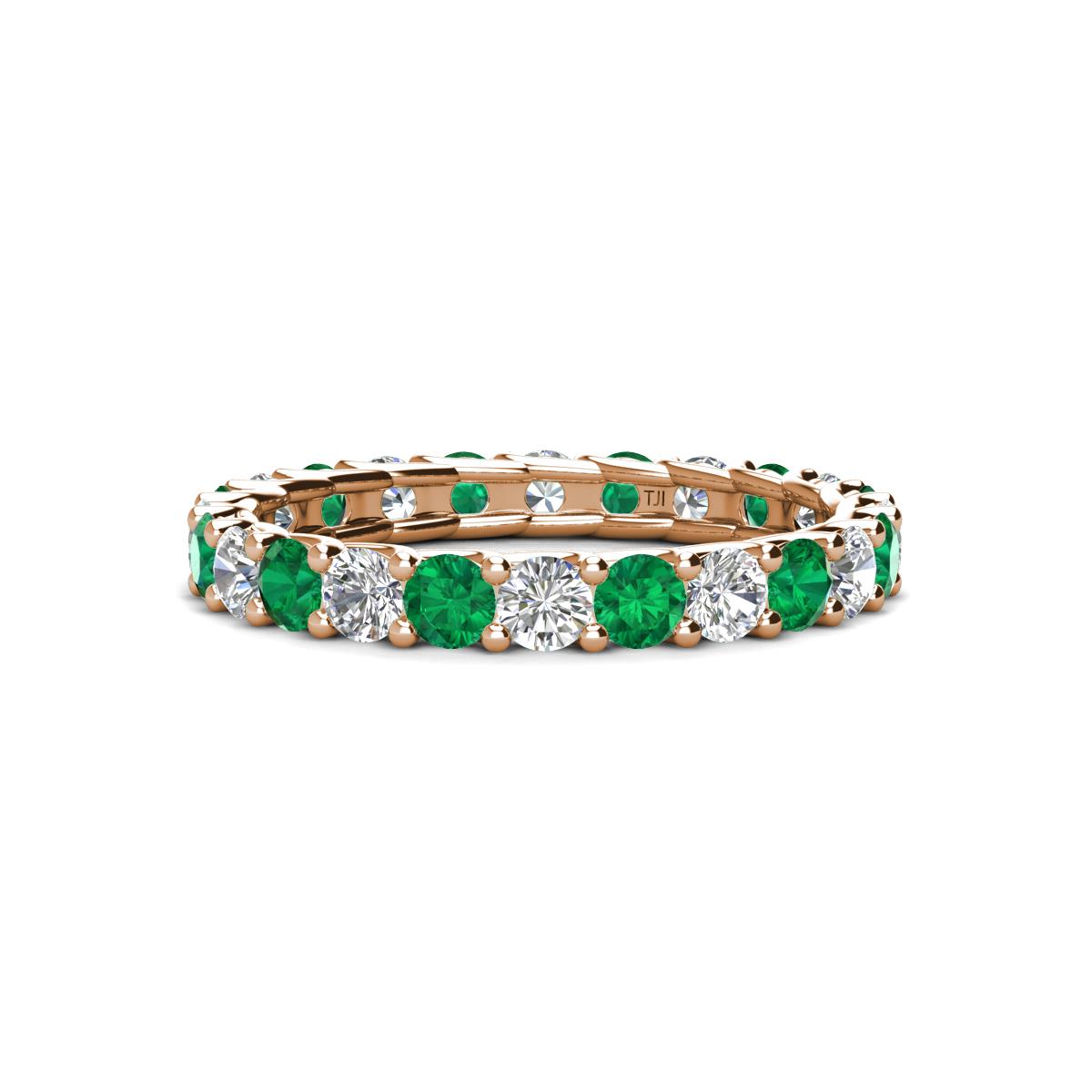 Laida 3.00 mm Emerald and Lab Grown Diamond Eternity Band 