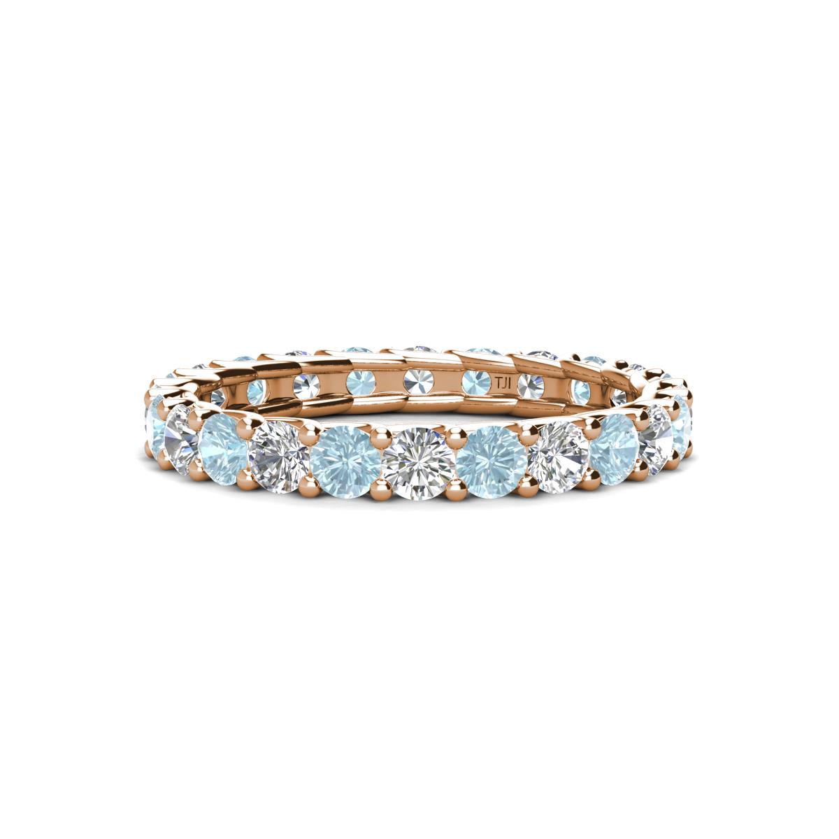 Laida 3.00 mm Aquamarine and Lab Grown Diamond Eternity Band 