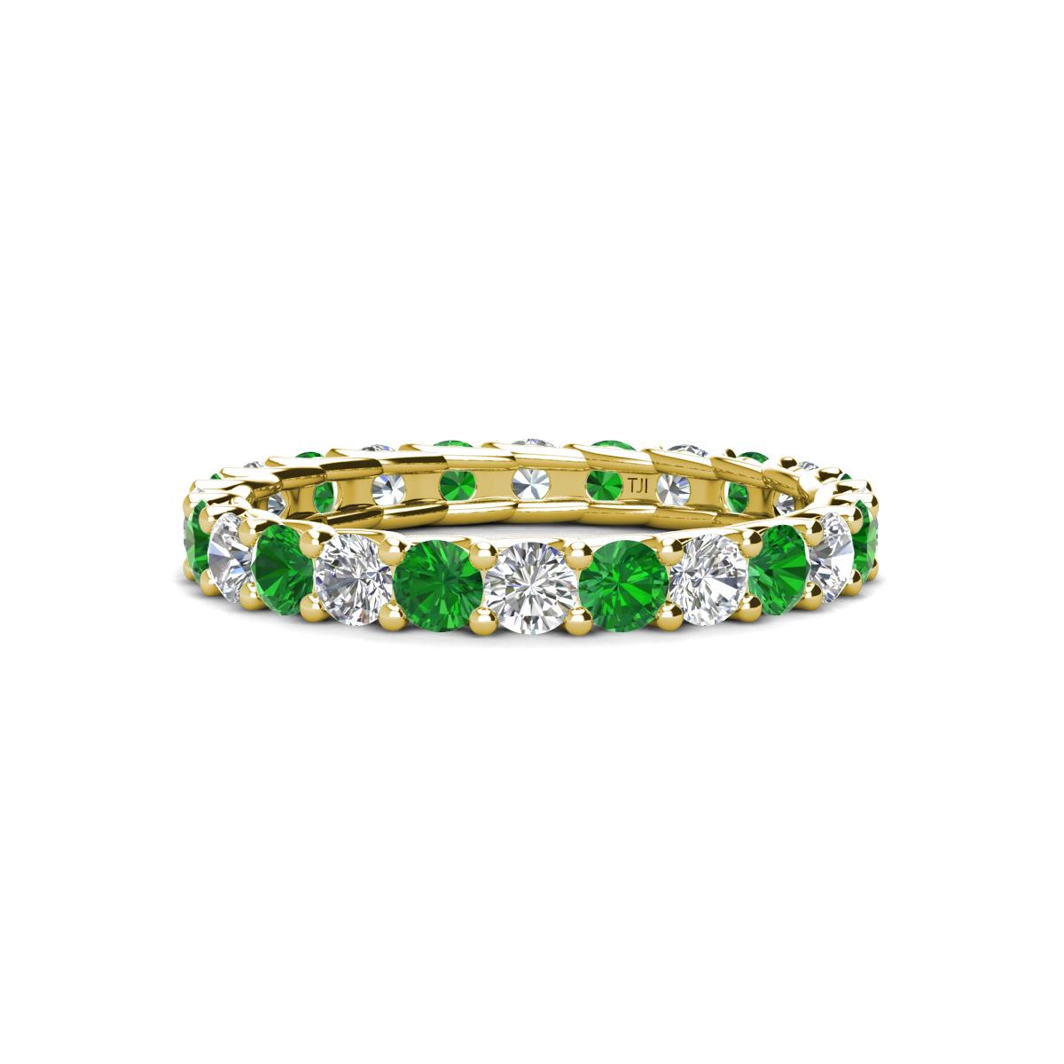 Laida 3.00 mm Green Garnet and Lab Grown Diamond Eternity Band 