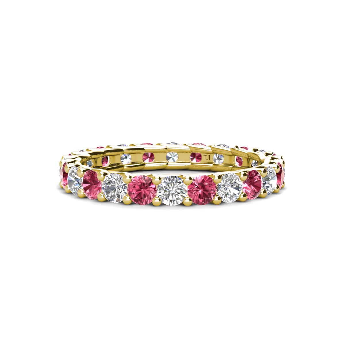 Laida 3.00 mm Pink Tourmaline and Lab Grown Diamond Eternity Band 