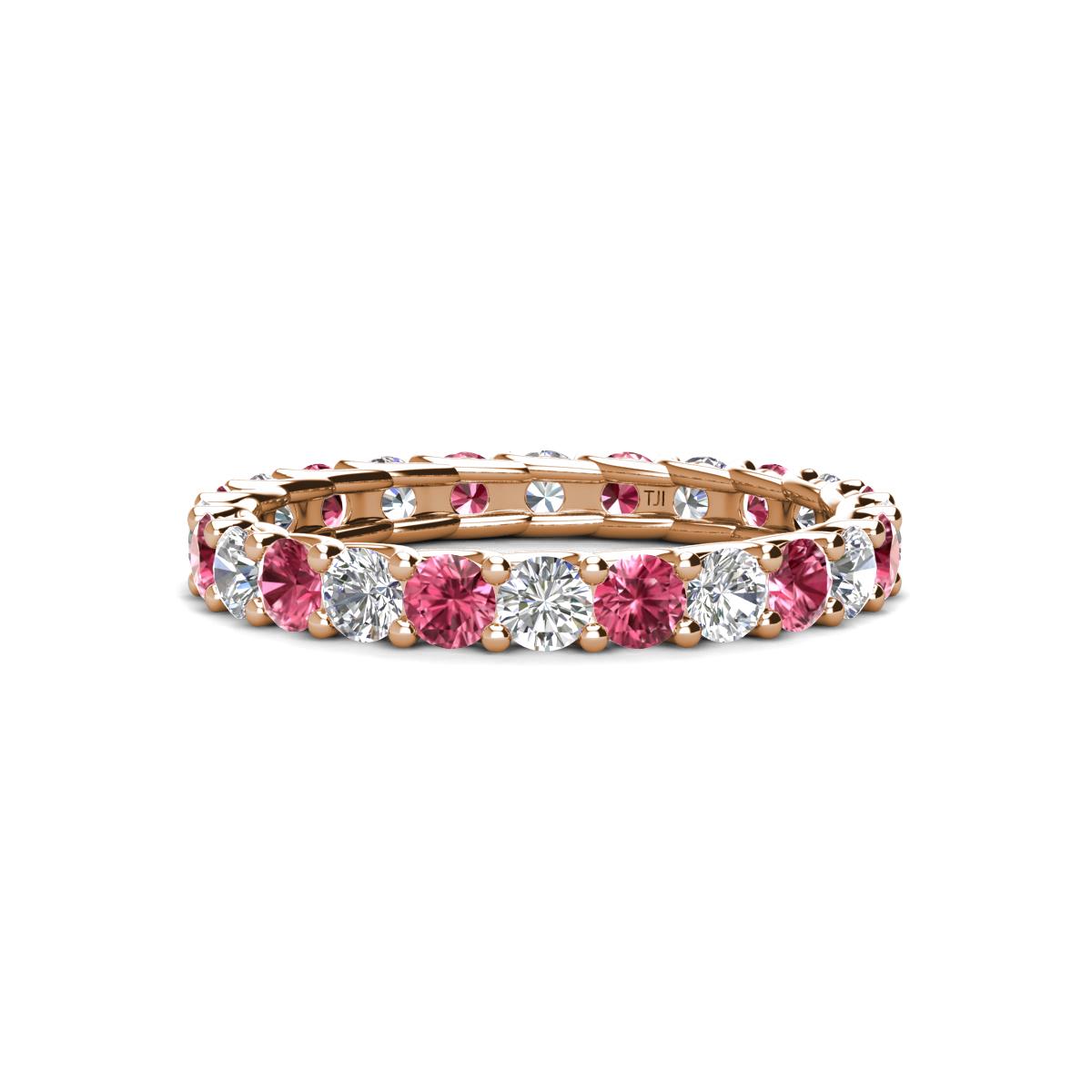 Laida 3.00 mm Pink Tourmaline and Lab Grown Diamond Eternity Band 