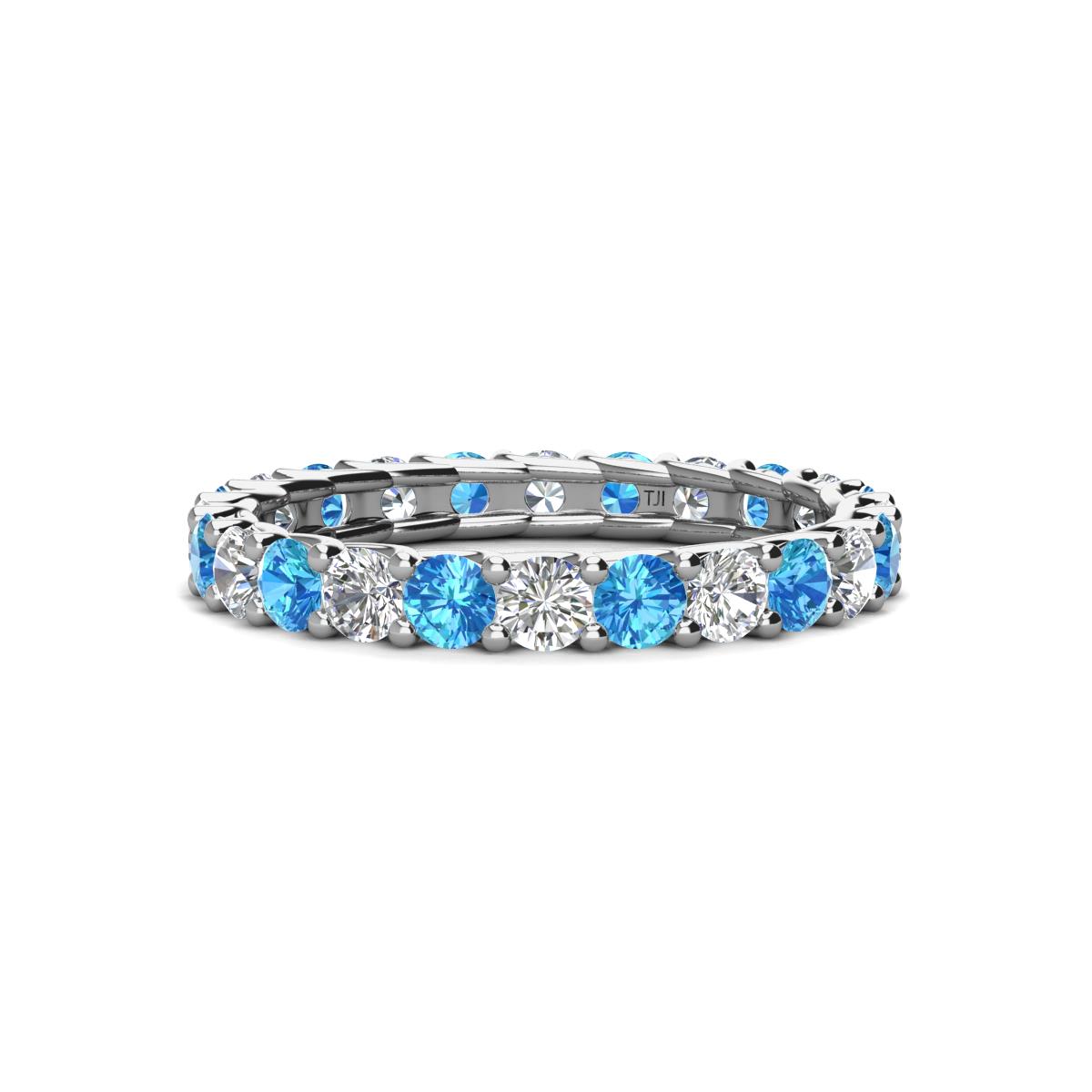 Laida 3.00 mm Blue Topaz and Lab Grown Diamond Eternity Band 