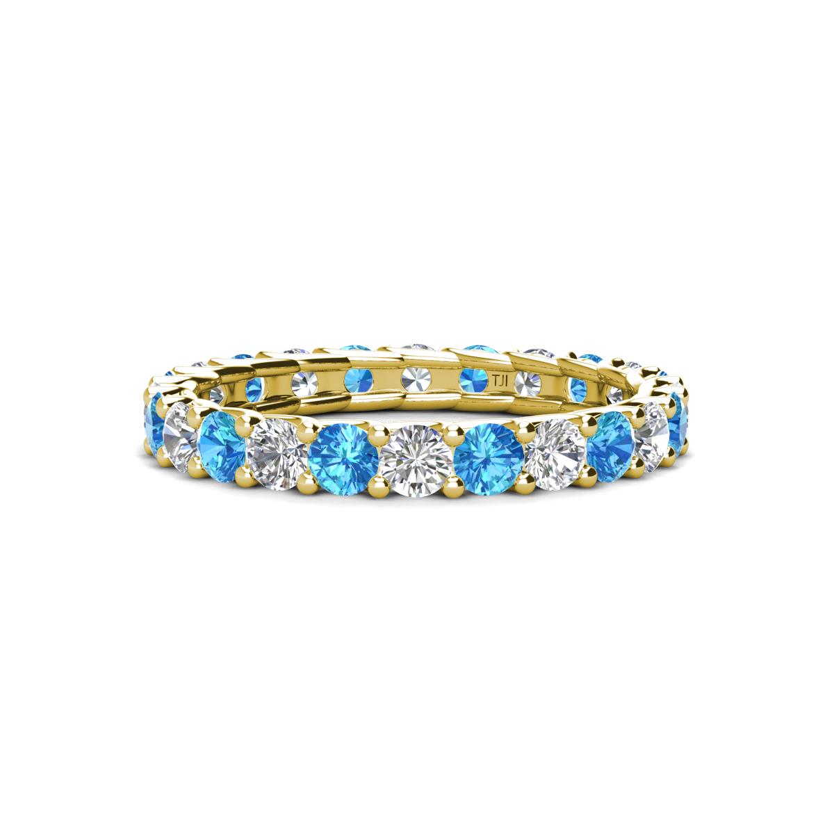 Laida 3.00 mm Blue Topaz and Lab Grown Diamond Eternity Band 