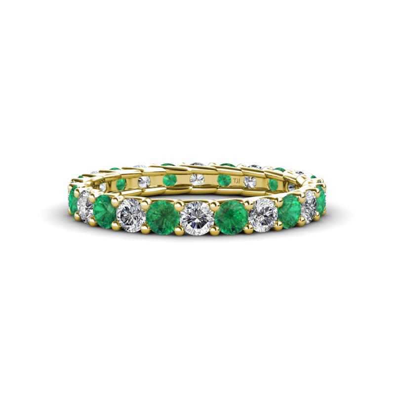 Laida 3.00 mm Emerald and Lab Grown Diamond Eternity Band 