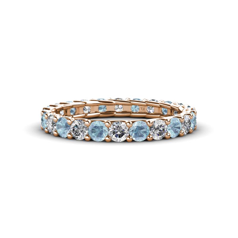 Laida 3.00 mm Aquamarine and Lab Grown Diamond Eternity Band 