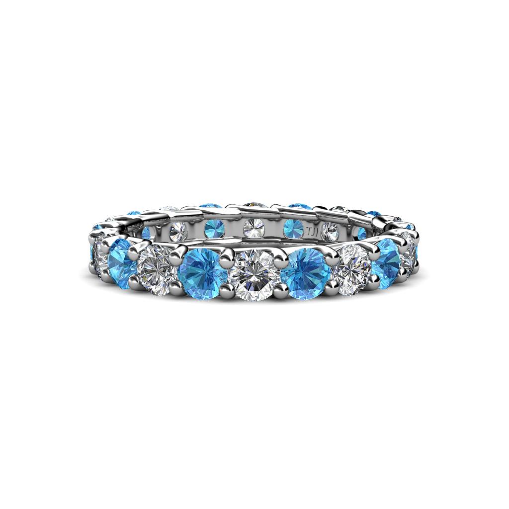 Laida 3.40 mm Blue Topaz and Lab Grown Diamond Eternity Band 