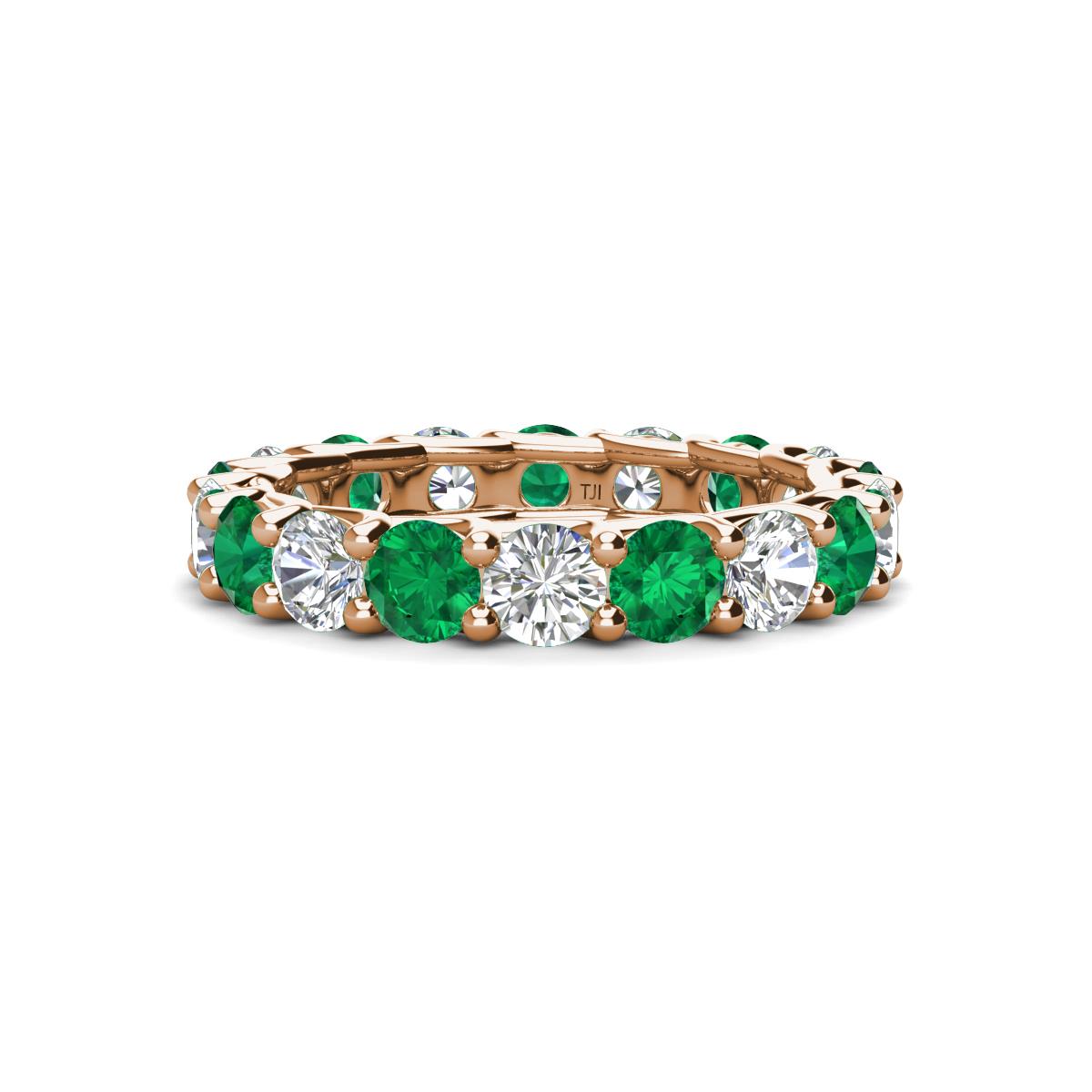 Laida 3.80 mm Emerald and Lab Grown Diamond Eternity Band 