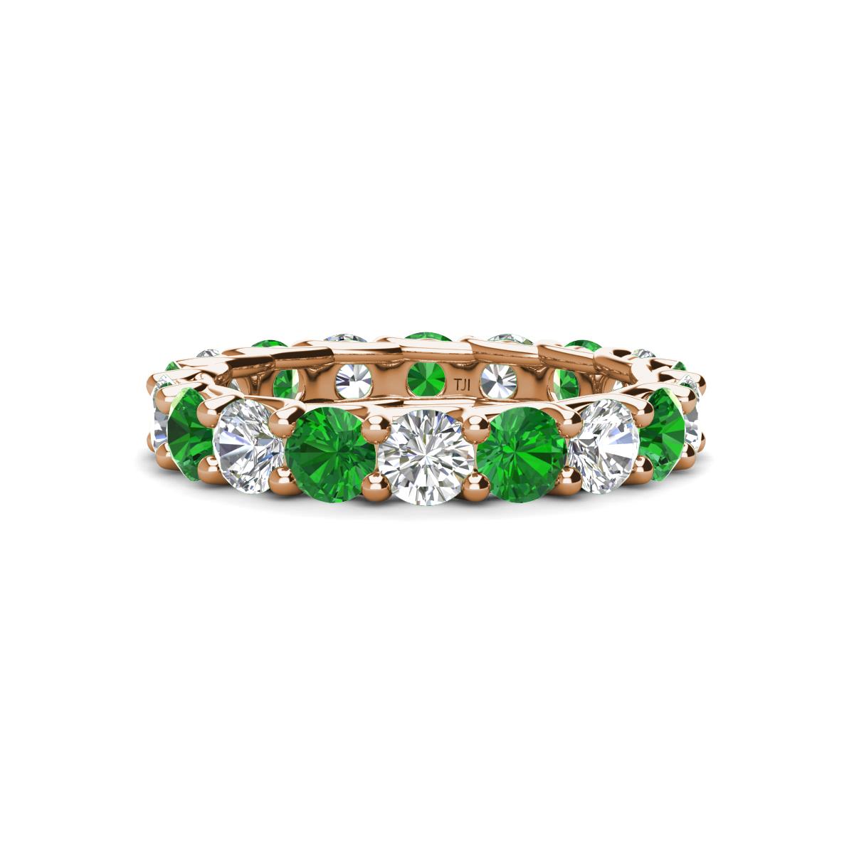 Laida 3.80 mm Green Garnet and Lab Grown Diamond Eternity Band 