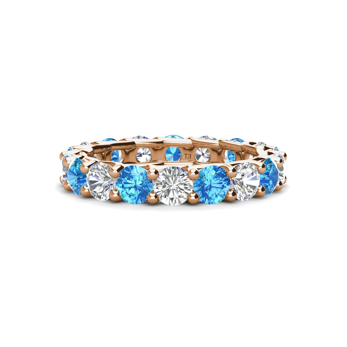 Laida 3.80 mm Blue Topaz and Lab Grown Diamond Eternity Band 