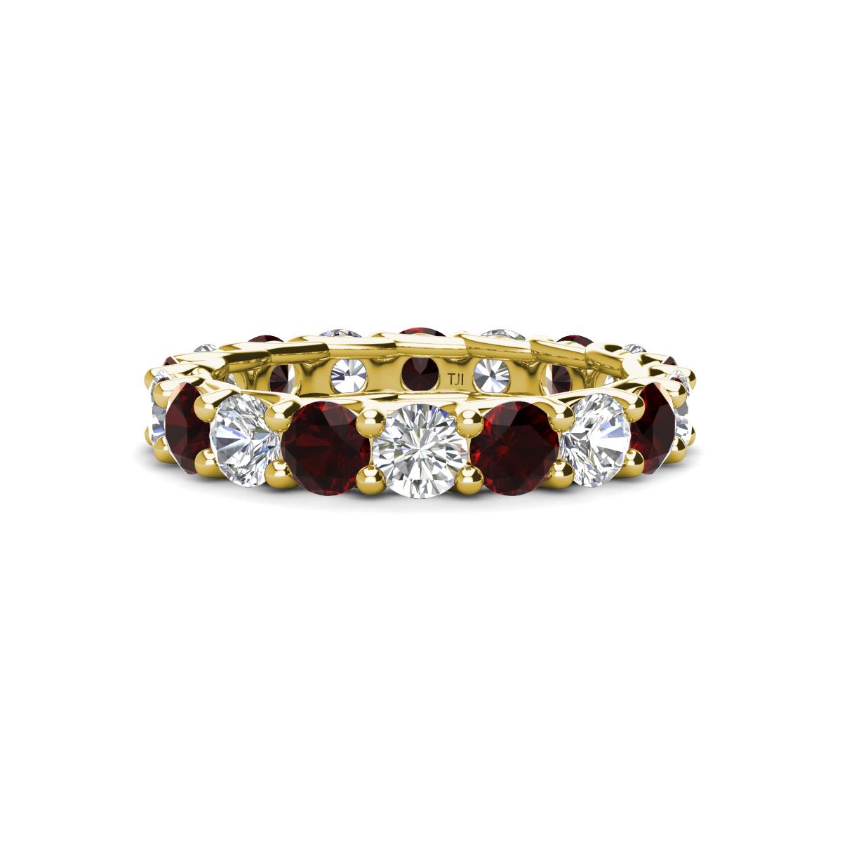 Laida 3.80 mm Red Garnet and Lab Grown Diamond Eternity Band 