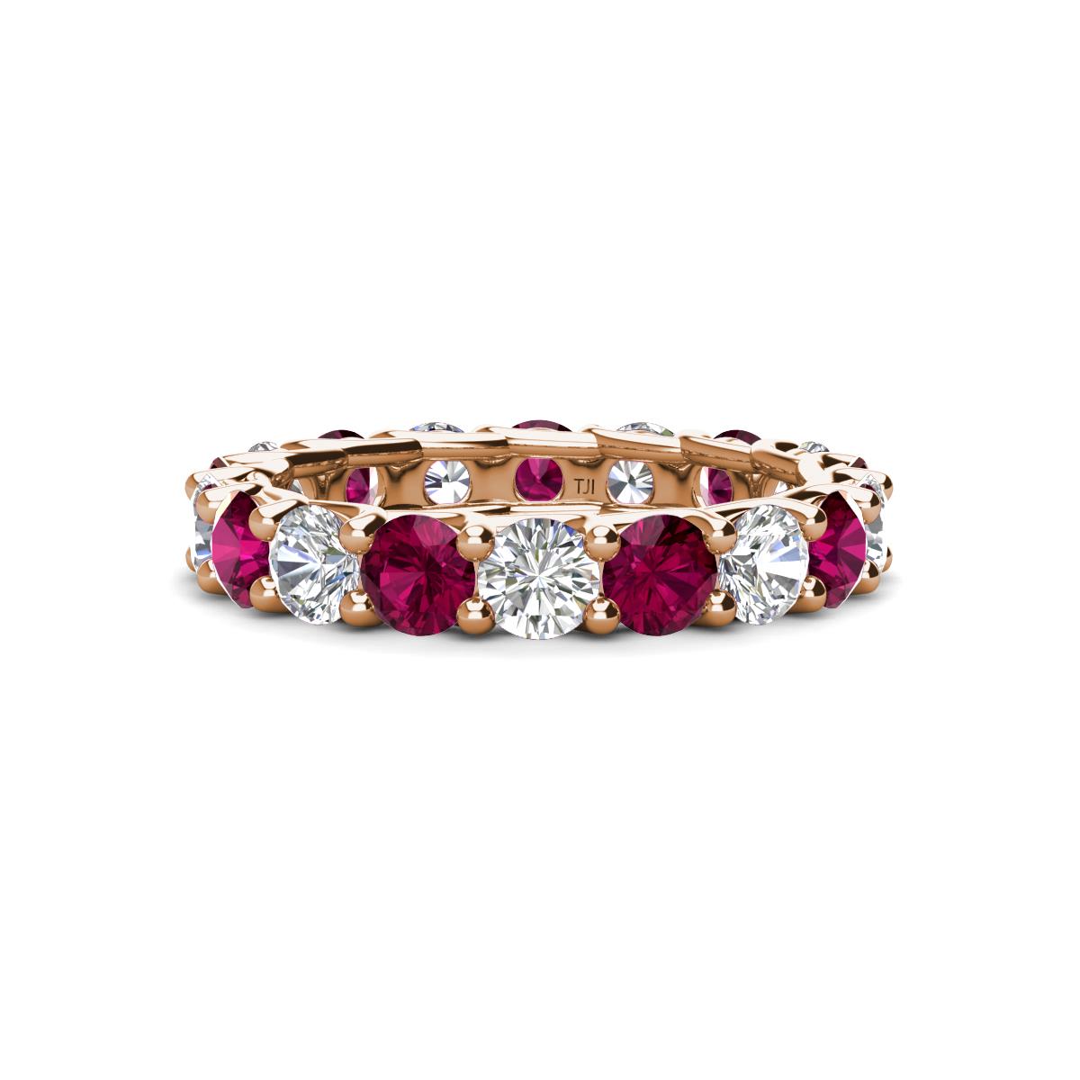 Laida 3.80 mm Rhodolite Garnet and Lab Grown Diamond Eternity Band 