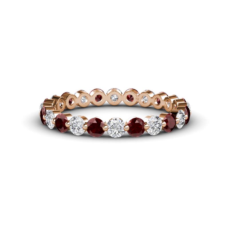 Valerie 3.00 mm Red Garnet and Lab Grown Diamond Eternity Band 