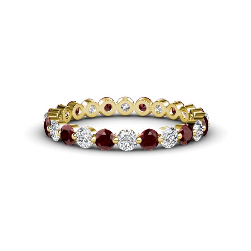 Valerie 3.00 mm Red Garnet and Lab Grown Diamond Eternity Band 