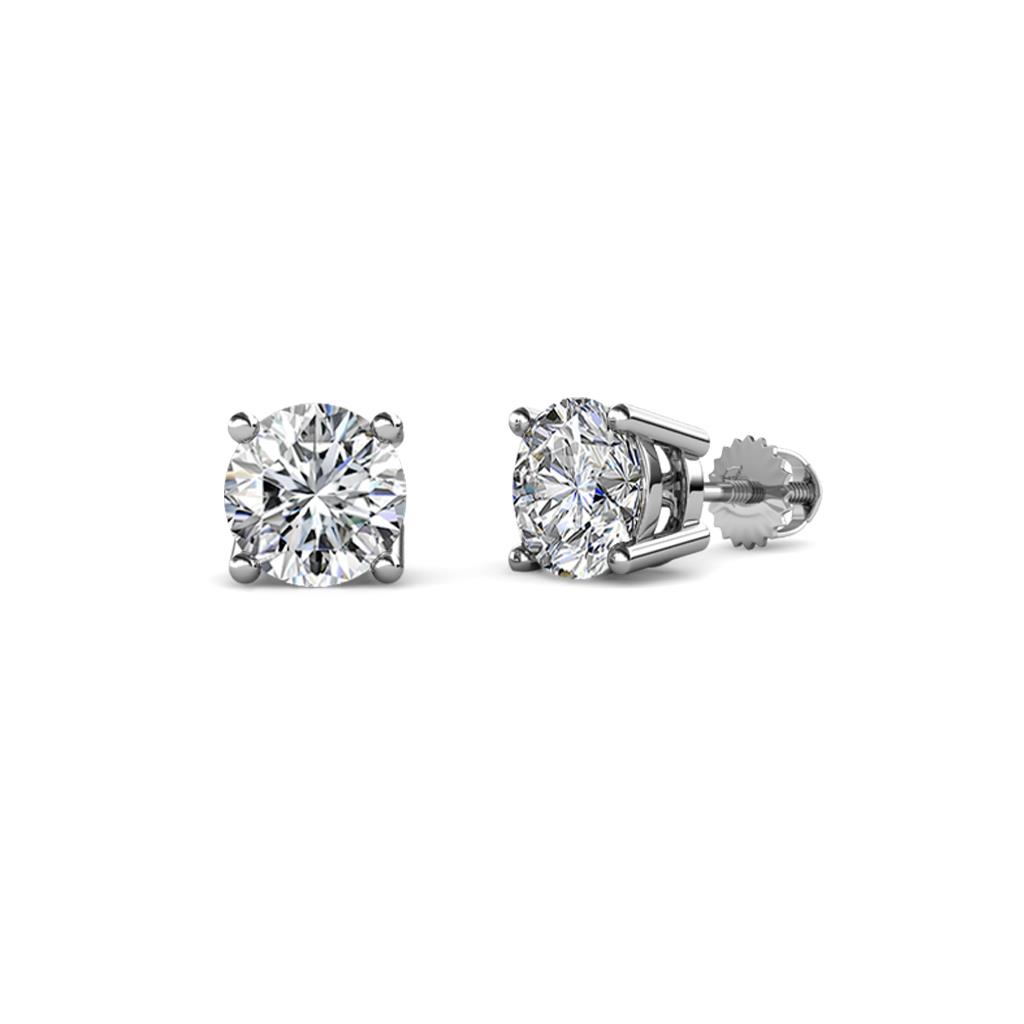 Alina Round Diamond 3/4 ctw (SI1/GH) Four Prongs Solitaire Stud Earrings 