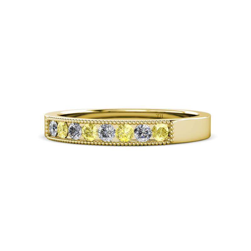 Gania 2.40 mm Yellow Sapphire and Lab Grown Diamond 8 Stone Wedding Band 