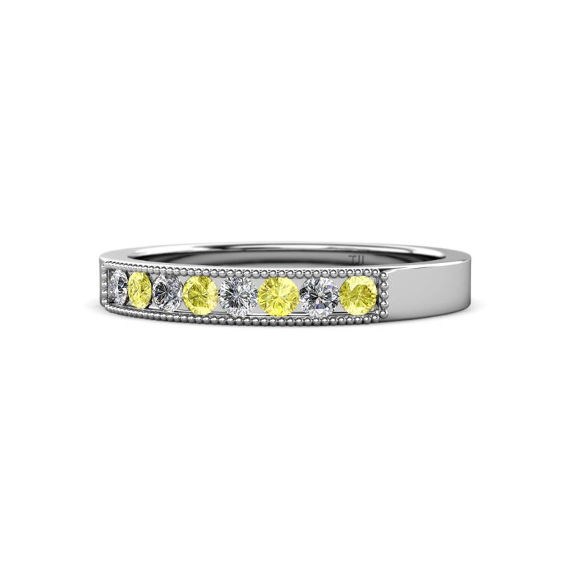 Gania 2.40 mm Yellow Diamond and White Lab Grown Diamond 8 Stone Wedding Band 