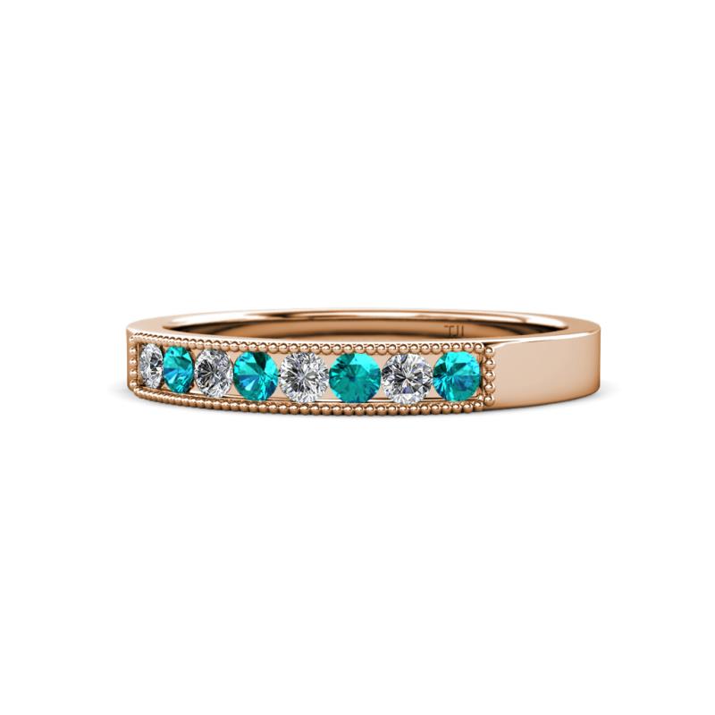 Gania 2.40 mm London Blue Topaz and Lab Grown Diamond 8 Stone Wedding Band 