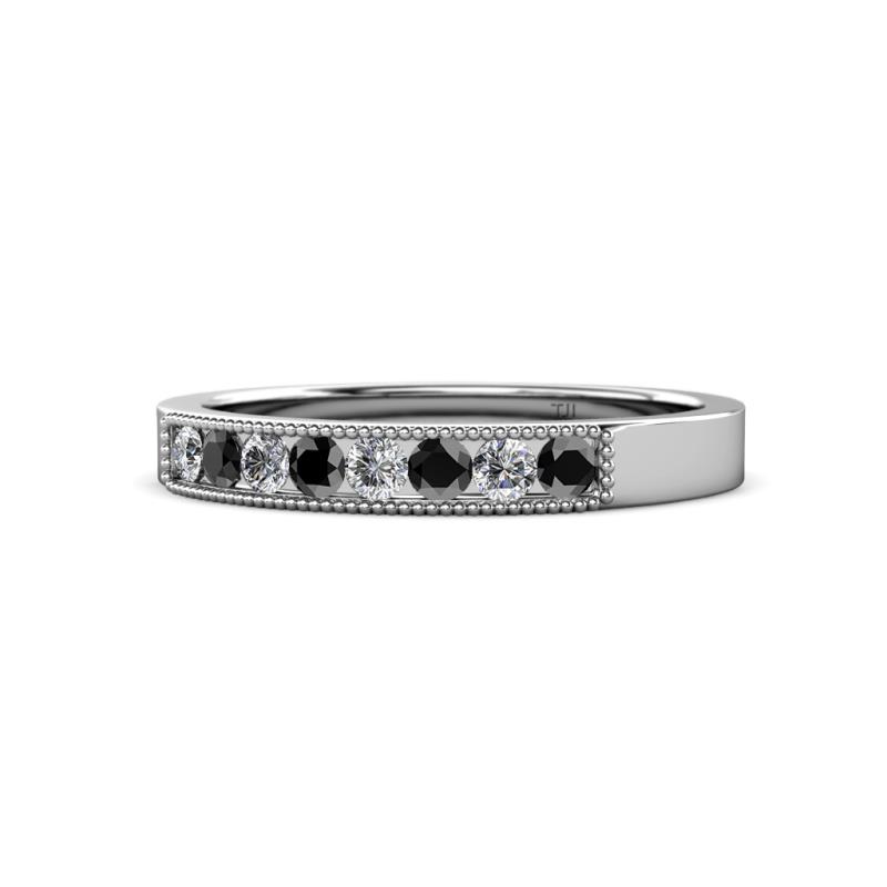 Gania 2.40 mm Black Diamond and White Lab Grown Diamond 8 Stone Wedding Band 