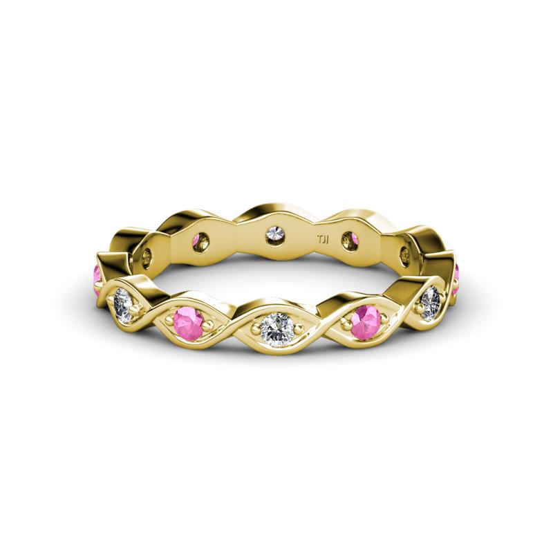 Breanna 2.20 mm Pink Sapphire and Lab Grown Diamond Eternity Band 