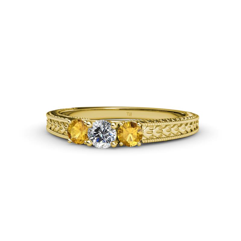 Reveka Citrine and Lab Grown Diamond Three Stone Engagement Ring 