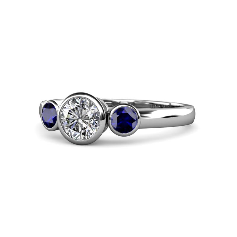 Avrit Blue Sapphire and Lab Grown Diamond Three Stone Engagement Ring 
