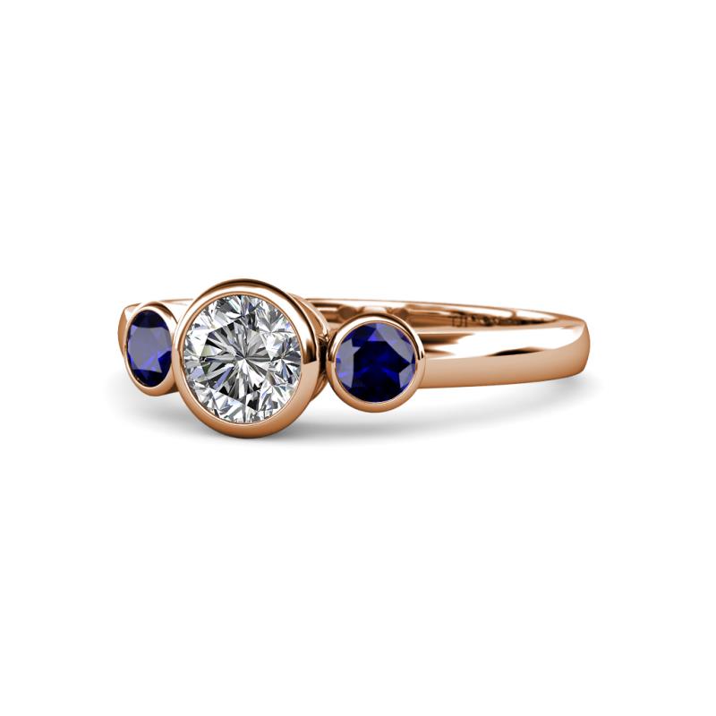 Avrit Blue Sapphire and Lab Grown Diamond Three Stone Engagement Ring 