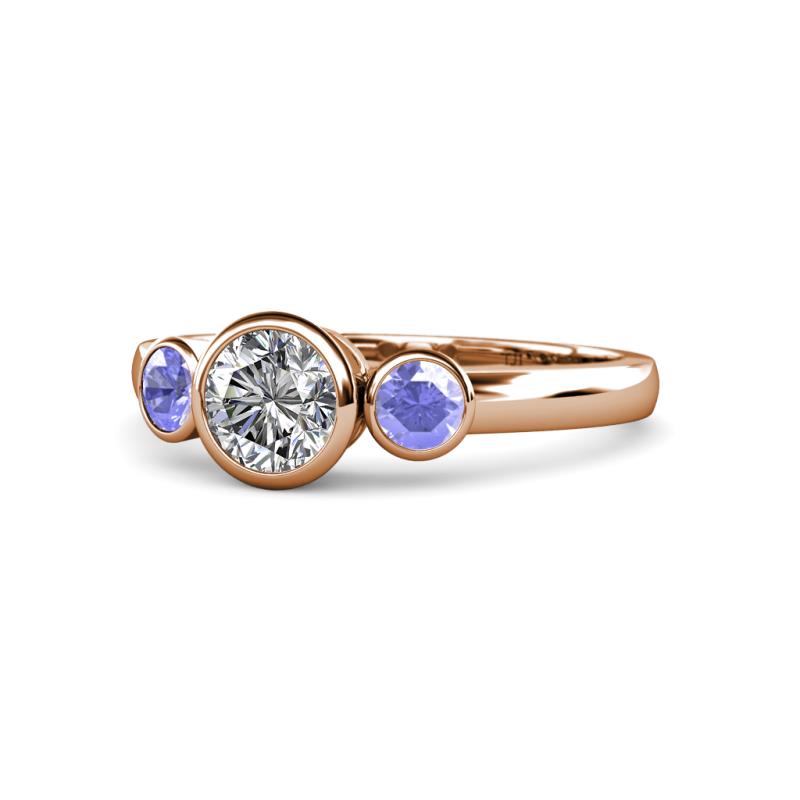 Avrit Tanzanite and Lab Grown Diamond Three Stone Engagement Ring 