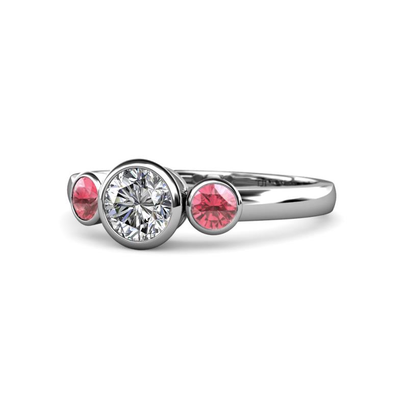 Avrit Pink Tourmaline and Lab Grown Diamond Three Stone Engagement Ring 