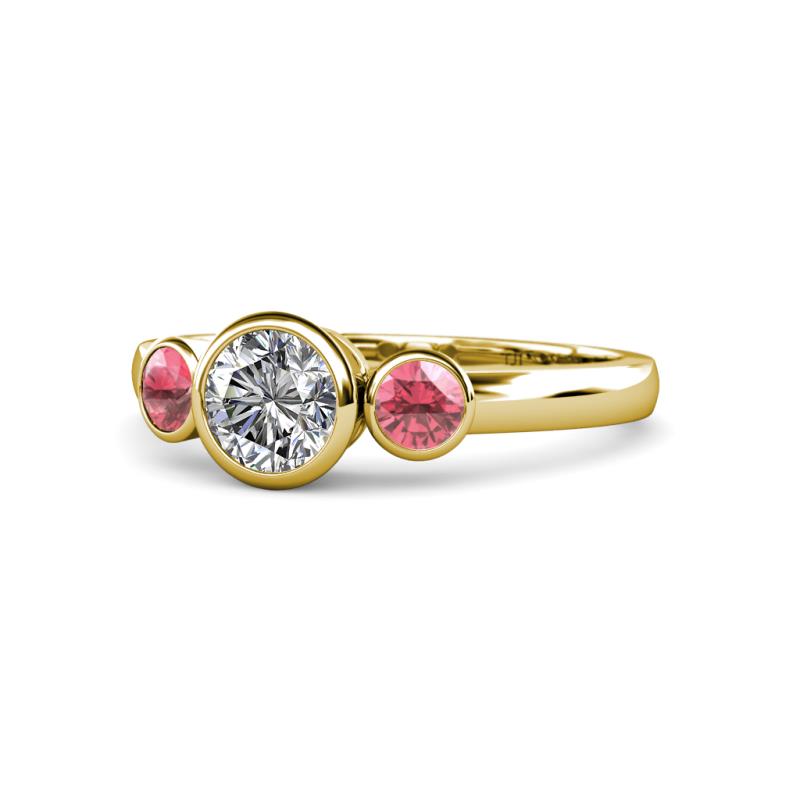 Avrit Pink Tourmaline and Lab Grown Diamond Three Stone Engagement Ring 