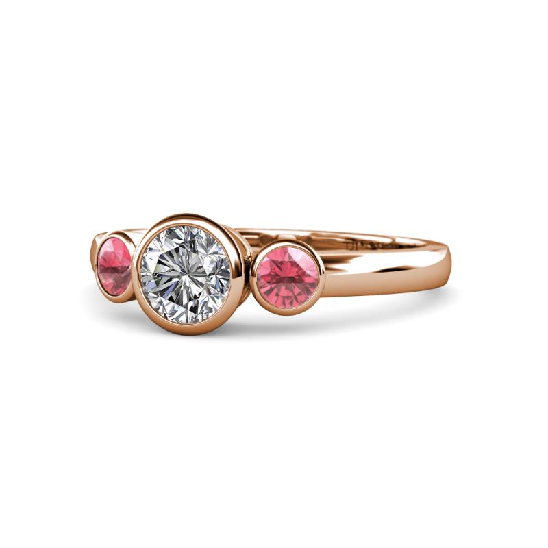 Avrit Pink Tourmaline and Lab Grown Diamond Three Stone Engagement Ring 