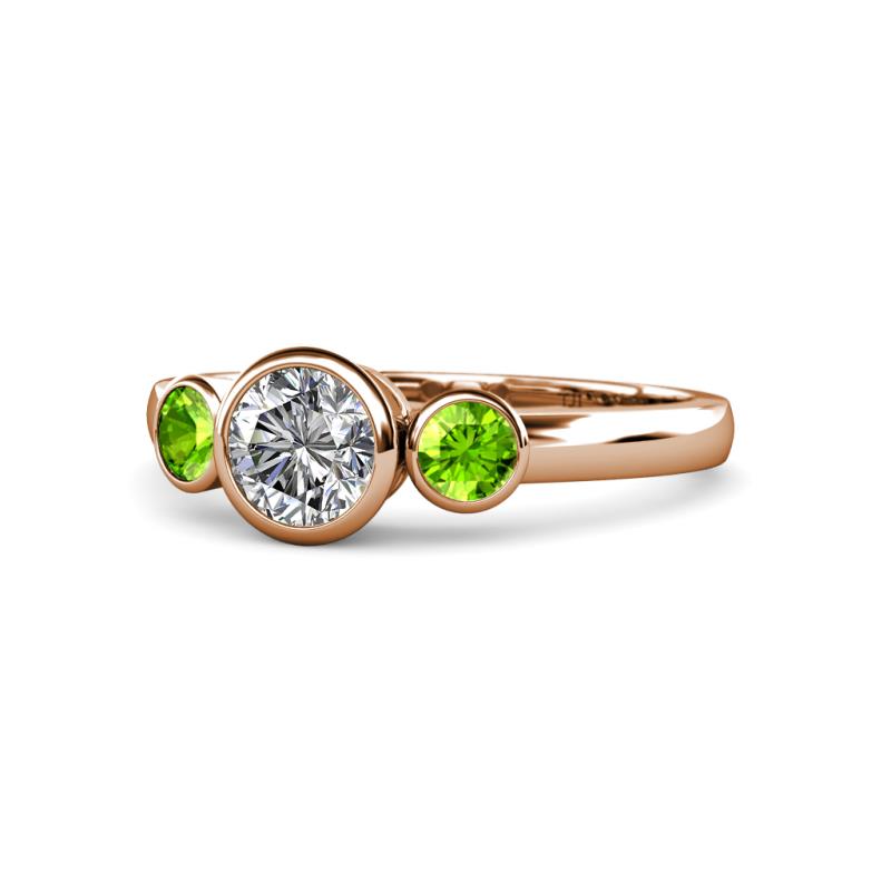 Avrit Peridot and Lab Grown Diamond Three Stone Engagement Ring 