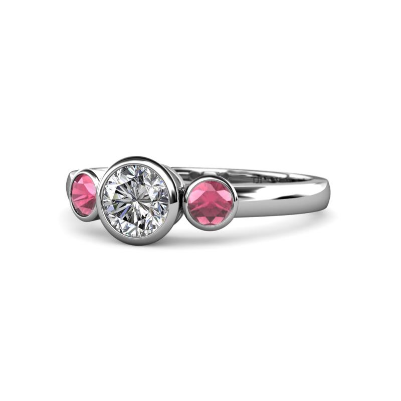 Avrit Rhodolite Garnet and Lab Grown Diamond Three Stone Engagement Ring 