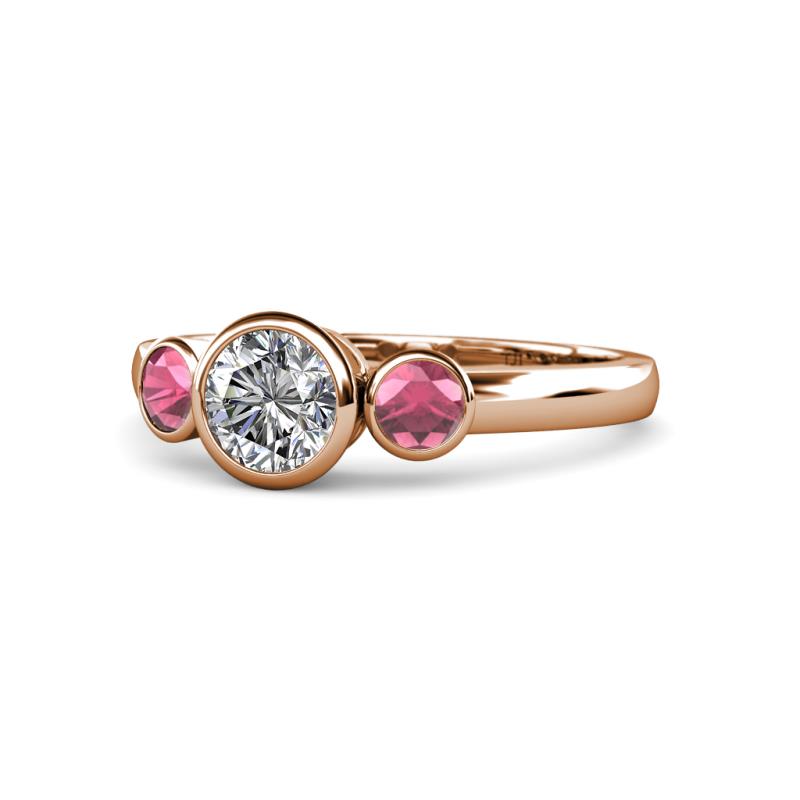 Avrit Rhodolite Garnet and Lab Grown Diamond Three Stone Engagement Ring 