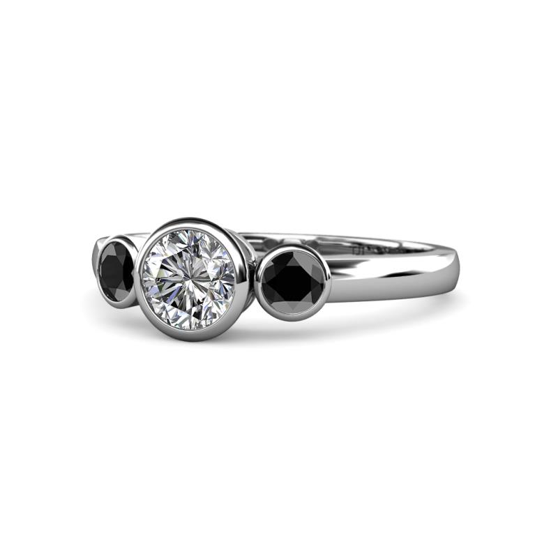 Avrit Black Diamond and White Lab Grown Diamond Three Stone Engagement Ring 