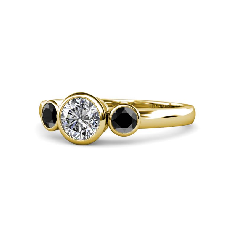 Avrit Black Diamond and White Lab Grown Diamond Three Stone Engagement Ring 