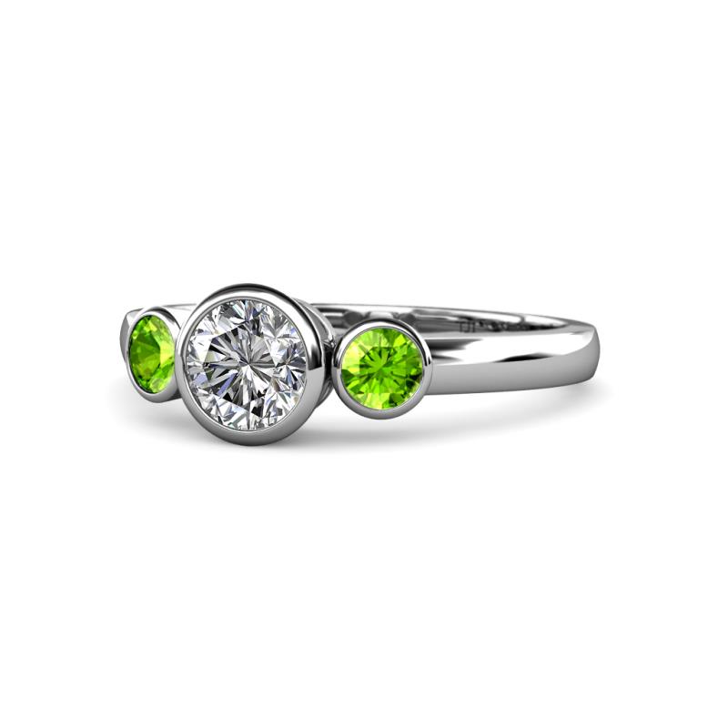 Avrit Peridot and Lab Grown Diamond Three Stone Engagement Ring 